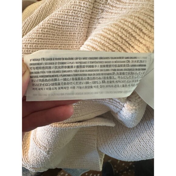 Abercrombie & Fitch XL Beige Ribbed Heavy Knit Cardigan Sweater Pockets Cottage - Picture 8 of 11